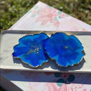 Light blue geode wine coasters